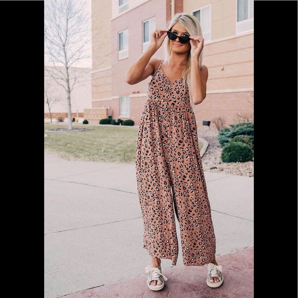 Mustard Seed Leopard Print Jumpsuit